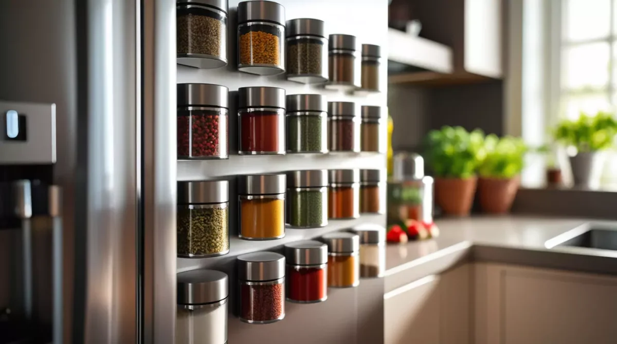 Organize Spice Collection Using Magnetic Containers on Fridge