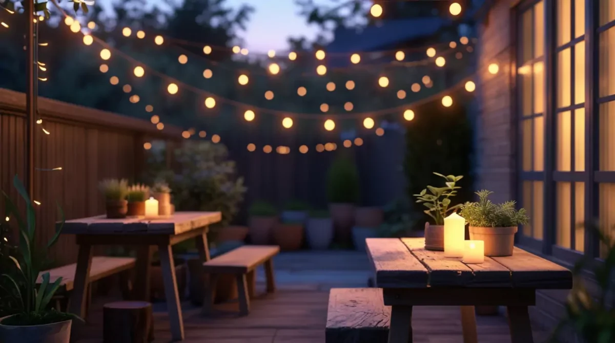 Create a Budget Wedding Reception Using Backyard String Lighting
