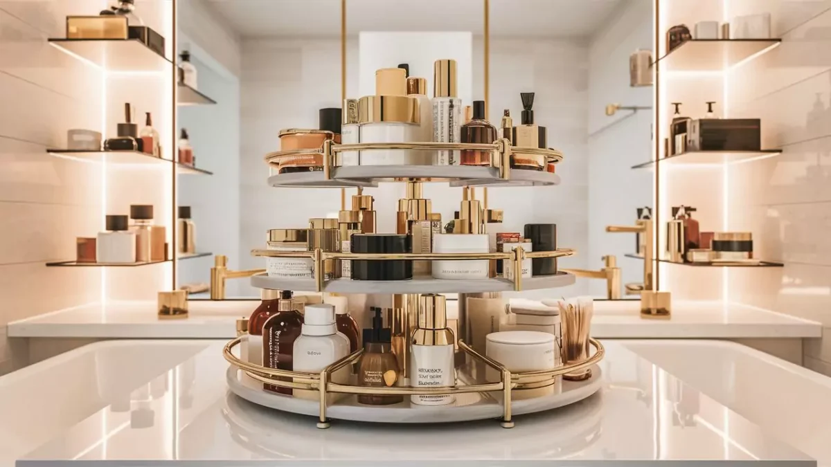 How to Organize Your Bathroom Vanity with Tiered Lazy Susan Systems