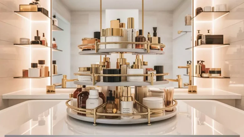 How to Organize Your Bathroom Vanity with Tiered Lazy Susan Systems