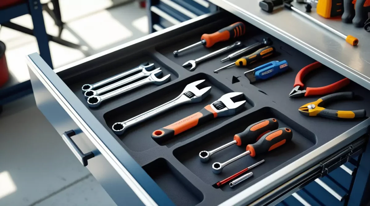 Organize Garage Tool Storage Using Foam Cutout Drawer Inserts