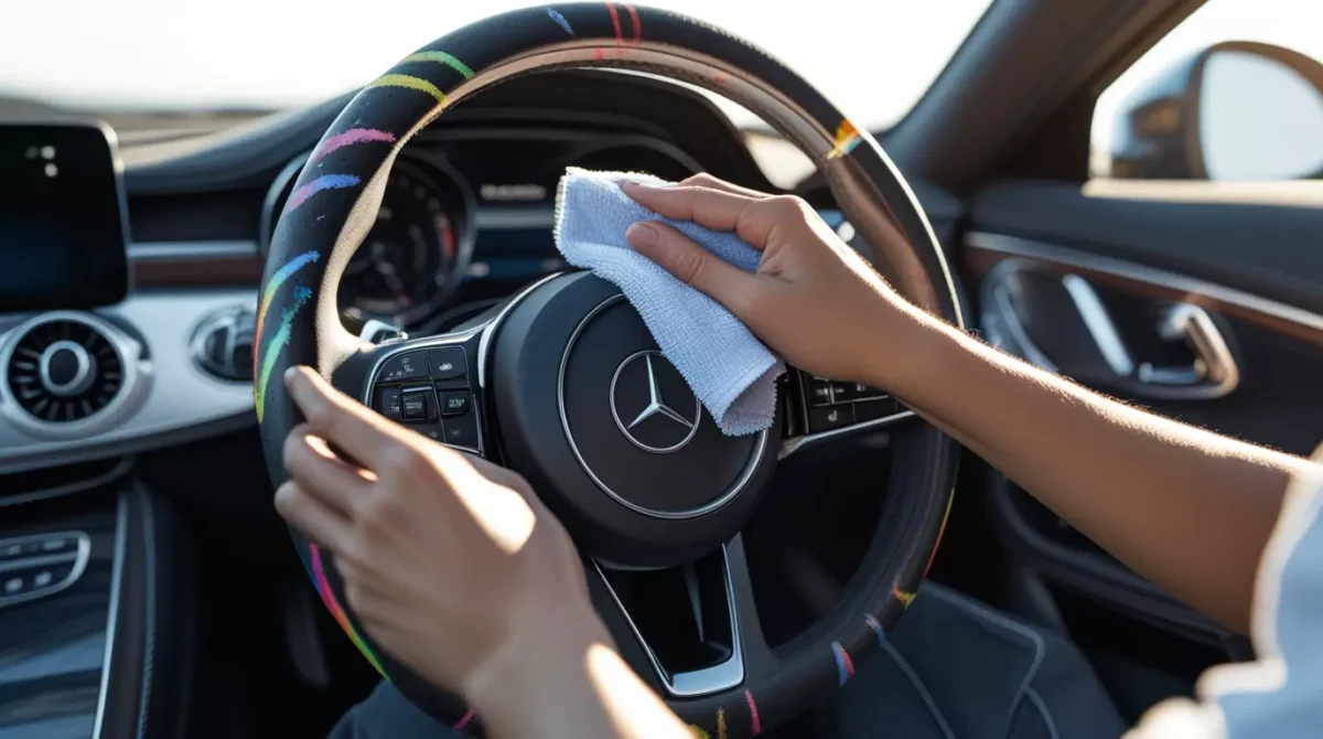 Remove Crayon Marks from Leather Car Steering Wheel Cover
