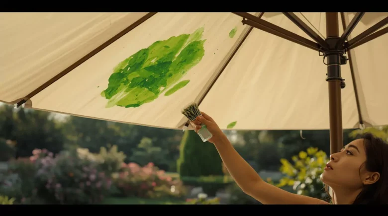Remove Pesto Sauce Stains from Outdoor Umbrella Canopy Fabric