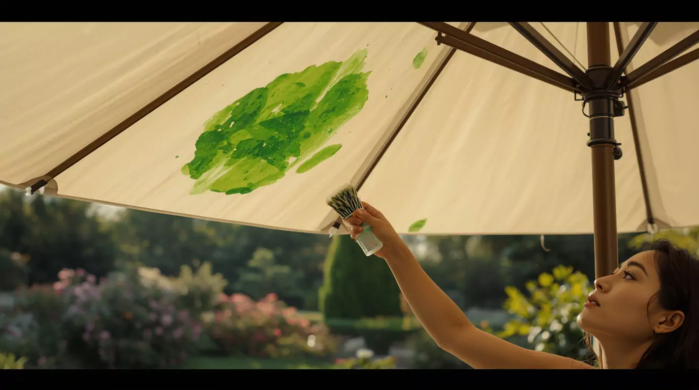 Remove Pesto Sauce Stains from Outdoor Umbrella Canopy Fabric