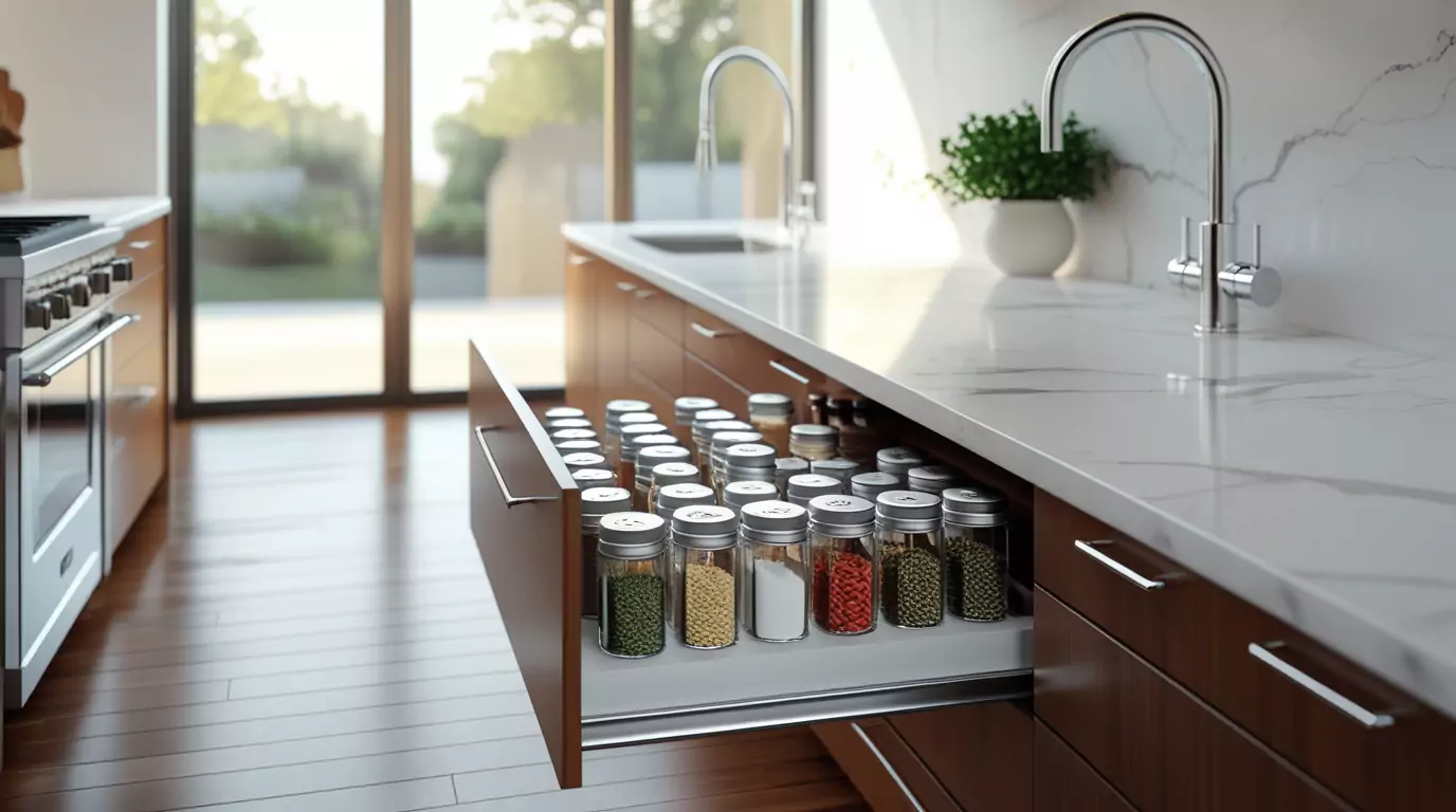 Organize Your Spice Collection with Pull-Out Drawer