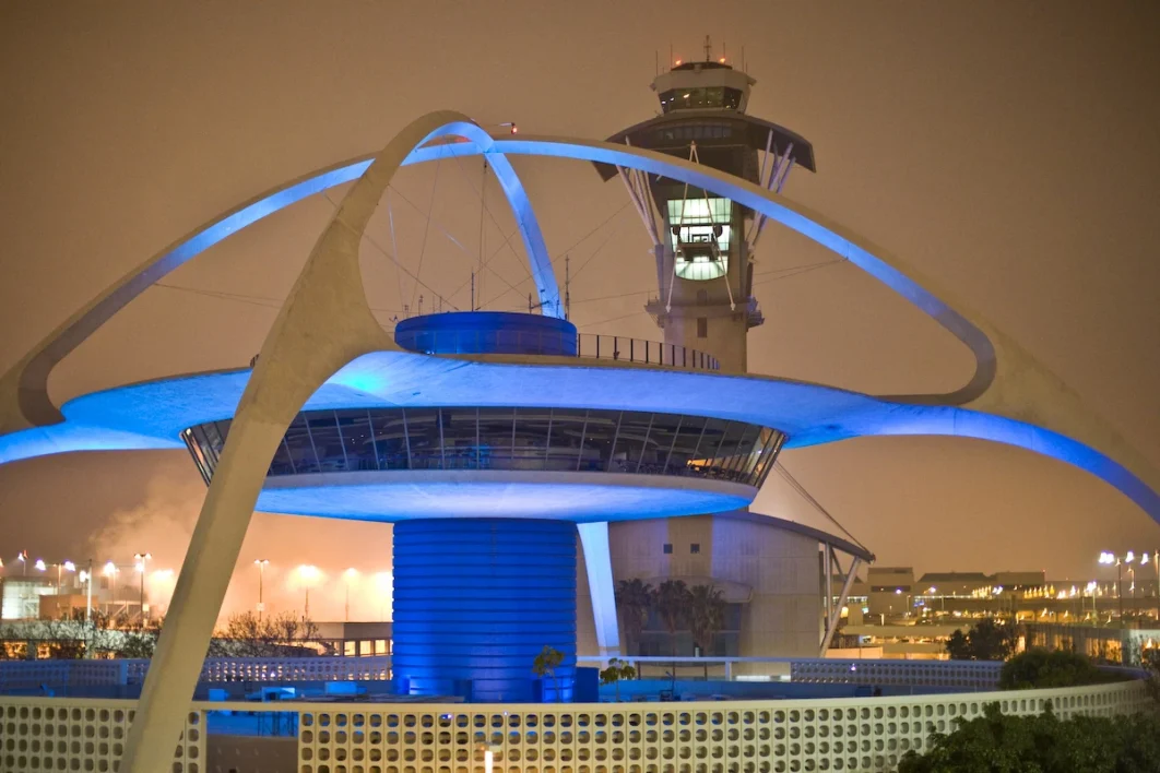 Los Angeles International Airport Overview with Terminals and Theme Building